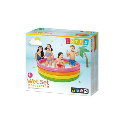 Intex Wet Set Collection felfújható medence, 168 cm átmérő, 46 cm magas, szivárvány színek, gyerekeknek