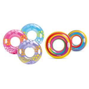 Intex 91 cm-es felfújható úszógumi fogantyúkkal, csillagos és szivárványos mintával - Gyerek úszógumi