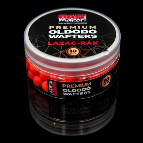 Bait Maker Premium Oldódó Wafters 10 mm Lazac és Rák 30 g, piros, lazac és rák ízű, oldódó, horgászcsali