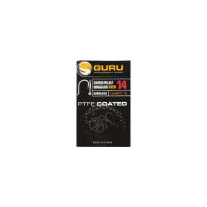 Guru Super Pellet Waggler Eyed Barbless Hooks Size 14, PTFE Coated, 10 Pack - Guru