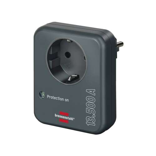 Adapter gniazda Brennenstuhl z ochroną przeciwprzepięciową 13.500 A, antracyt, z zabezpieczeniem dla dzieci, testowany GS