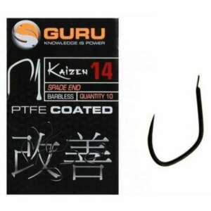 Guru Kaizen 14-es méretű lapkás, szakáll nélküli horgászhorgok, PTFE bevonattal, 10 db-os csomag - Guru
