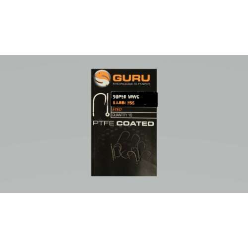 Guru Super MWG Szakáll nélküli szemezett horgok 10-es méret, PTFE bevonattal, 10 darabos csomag - Guru