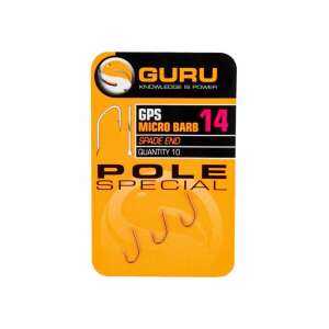 Guru Pole Special Horgászhorgok 14-es méret, Mikro Szakáll, Lapkás Vég, 10 db-os Csomag - Guru