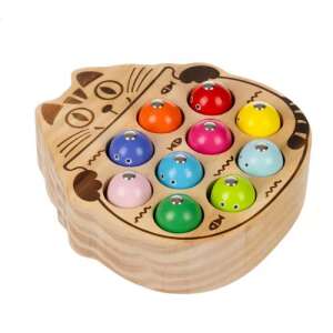 Kruzzel magnetisches Angelspiel aus Holz, katzenförmiges Brett - Babywalker, Lauflernhilfen und Entwicklungsspiele für Kleinkinder