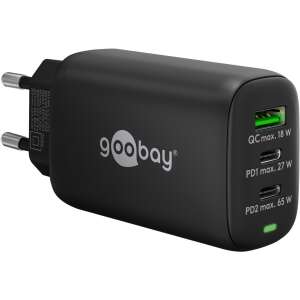 Goobay 65407 PD GaN USB-A / 2x USB-C Netzteil, schwarz, 65W - Goobay
