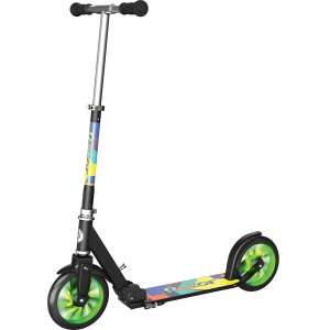 Razor A5 Lux Light-Up Kids Classic Roller z kolorowym wzorem, czarną ramą i zielonymi świecącymi kołami - Razor