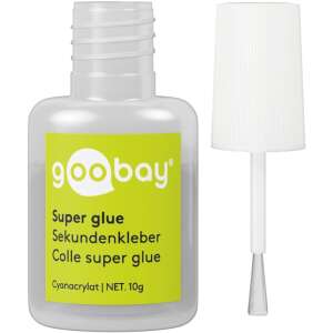 Goobay Super Glue, 10g, Cyanacrylat, starker Kleber, für Metall, Kunststoff, Keramik, Glas, Gummi, Leder - Flüssige Klebstoffe