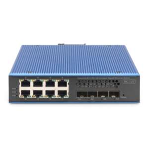 Digitus DN-651160 Ipari Gigabit Switch, elülső nézet, 16 port, kék - Digitus