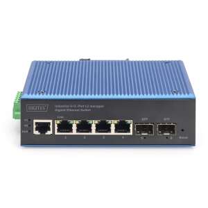 Digitus DN-651154 Industrieller 4+2 Port L2 verwalteter Gigabit Ethernet Switch, Vorderansicht - Digitus