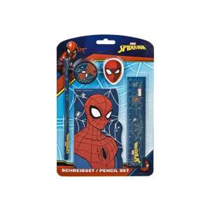 Pókember írószer szett, 5 db, tartalmaz jegyzetfüzetet, ceruzát, radírt, vonalzót, hegyezőt - Írószer szett