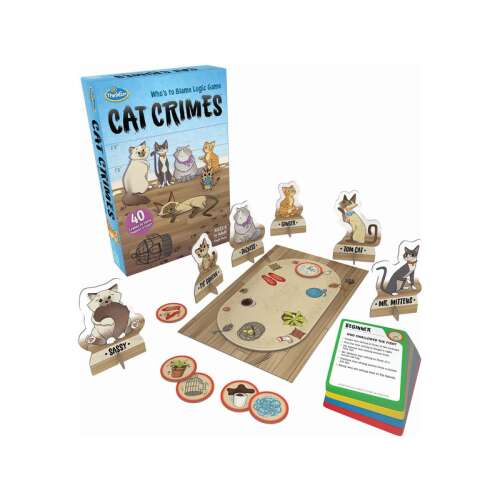Thinkfun Cat Crimes Brettspiel mit Spielbrett, Katzenteilen und Herausforderungs-Karten