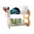 Dish drying rack with two tiers, cutlery holder, and drip tray, in wood and white color
