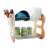 Dish drying rack with two tiers, cutlery holder, and drip tray, in wood and white color