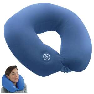 Perna de gât de călătorie albastră cu funcție de masaj, perfectă pentru călătorii cu mașina, avionul și trenul - Verk Group