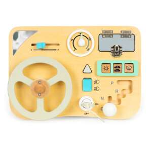 ECOTOYS Holz-Lenkrad-Aktivitätsbrett für Kinder, ab 3 Jahren, sicher, aus Holz, Auto-bezogene Elemente - Schaukelpferde, Schaukeltiere und Entwicklungsspiele für Kinder im Kindergartenalter