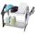 Black and white dish drying rack with two levels, a cutlery holder, and hooks for hanging kitchen utensils