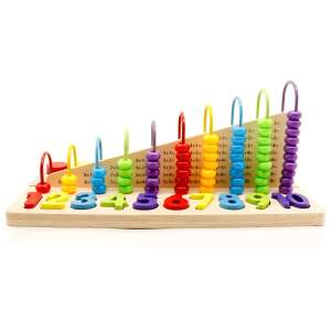 Wooden abacus toy for kids, ECOTOYS MB059, with colorful beads and numbers - Developmental Toy for Preschooler