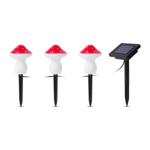 Garden of Eden Solar-Pilzlicht-Set, 3er Pack, warmweißes LED, Stecklichter, Dekoration für den Außenbereich - Garten