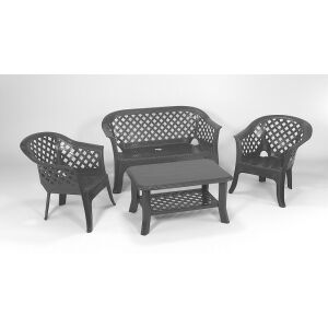 Preza Kerti Bútor Garnitúra - Polipropilén - 4 Személyes - Antracit