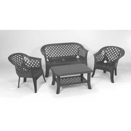 Preza Kerti Bútor Garnitúra - Polipropilén - 4 Személyes - Antracit