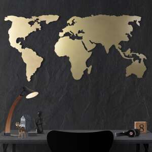 World Map Silhouette - Gold Fali fém dekoráció 120x60 Arany 91881926 