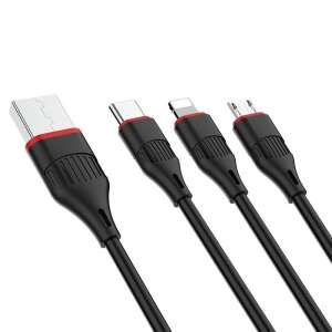 Borofone BX17 3 az 1 ben töltőkábel micro USB, type-C és Lightning csatlakozókkal - Borofone
