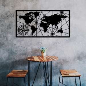 World Map Medium 2 Fali fém dekoráció 100x50 Fekete 91881129 