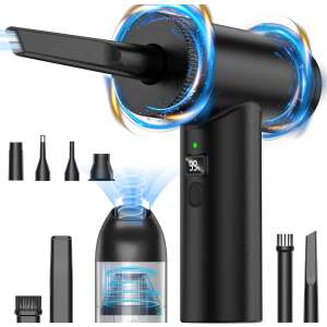 Suflanta Aer si Aspirator, Portabil, pentru Indepartare Praf PC, Aer conditionat, Lanterna LED, 7 Duze, 3 viteze, 90000 RPM, baterie 7500 mAh