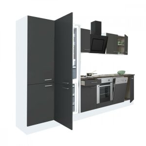 Yorki 300 cm Küchenblock mit anthrazitfarbenen Fronten - Leziter