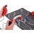 Electric slot car racetrack with remote controls in hand