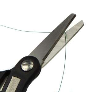 Fonott Zsinórvágó olló, fonott zsinór vágó olló, horgász zsinór vágó, horgász olló, pontyhorgász olló, rozsdamentes acél olló, fekete markolatú olló, horogélező - Fonott zsinór