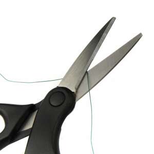 Fonott zsinórvágó olló, fonott zsinór olló, horgászolló, rozsdamentes acél, éles pengék, könnyen használható, fekete markolat, ezüst pengék - Fonott zsinór