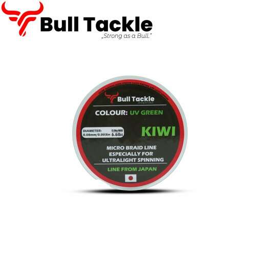 Bull Tackle Kiwi UV zöld 0.06mm mikro fonott zsinór ultralight pergetéshez, 150m