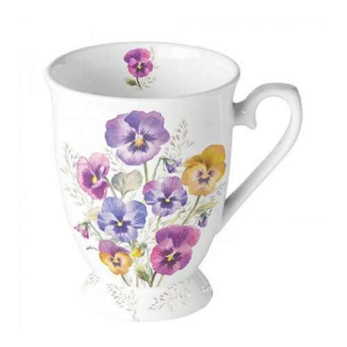 AMB.18718165 Viola porcelán bögre, 0,25l kapacitású, virágmintás