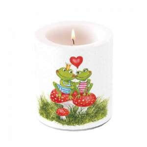 Szerelembe esett békák gyertya, 10x10cm, szív alakú lufival - Ambiente