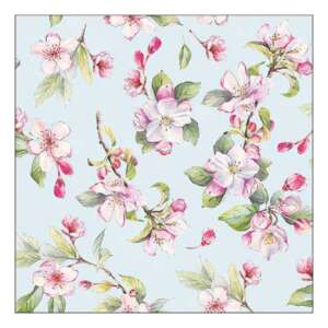 Tavaszi virágmintás kék papírszalvéta, 20 darabos - Háztartási papírtermék