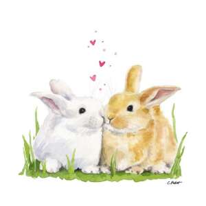 Húsvéti csók papírszalvéta, aranyos nyuszi mintával - Szalvéta