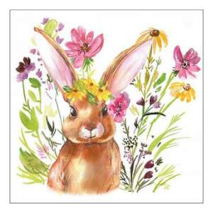 Nyuszi virágokkal papírszalvéta, 20 darabos - Szalvéta