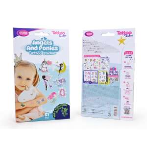 Tyiss Angels and Ponies Tattoo Sticker, 51 temporary tattoos for kids with glow in the dark stickers - Tattoo