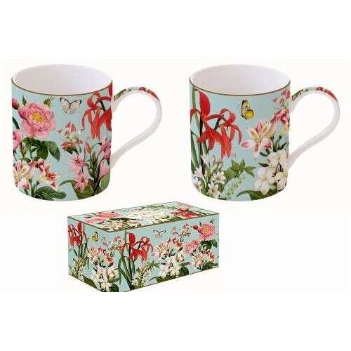 Botanic Garden porcelain mug set, 2 mugs, 350ml, floral design, gift box