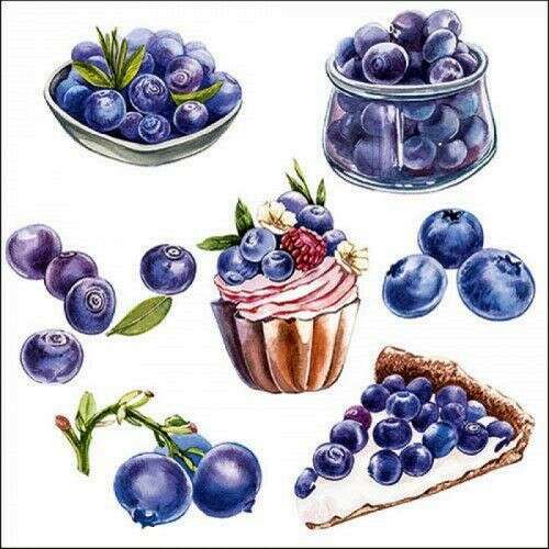 Ambiente Blueberries Papírszalvéta - 20 db, 33x33 cm