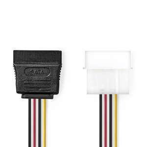 Internes Stromkabel | Molex-Stecker | SATA 15-Pin-Buchse | Vergoldet | 0,15 m | Rund | PVC | Mehrfarbig | Plastikbeutel 91903497 SATA-Kabel