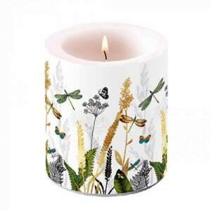 Ambiente Dekoratív Gyertya - Szitakötők és Virágok - 10x10cm