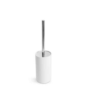 White toilet brush and holder set, WC-kefe + tartó - matt fehér / ezüst - Bewello