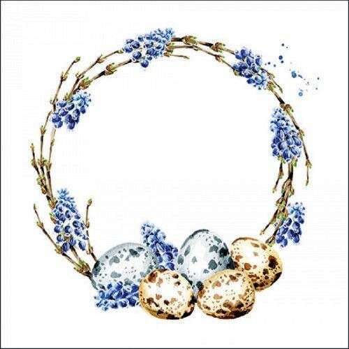 Ambiente Muscari Wreath papírszalvéta virágmintával, 33x33cm, 20 darabos csomagban