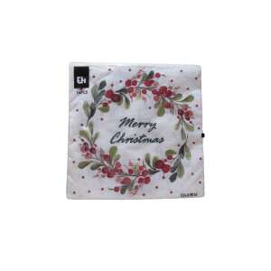 Karácsonyi szalvéta, 16 darabos, 33x33 cm, piros bogyós és levél mintával - Excellent Houseware