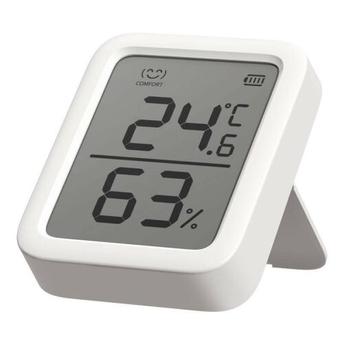 Elölnézet a SwitchBot Thermometer Hygrometer Plus-ról, amely a hőmérsékletet és a páratartalmat mutatja - Switchbot