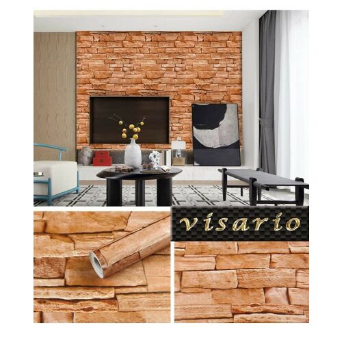 Visario kő mintás öntapadó tapéta, barna tégla design, 45cm x 10m 