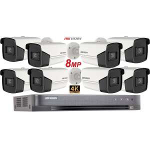 Hikvision videó megfigyelő rendszer 8 db kültéri kamera 8MP(4K), IR 80M 91909400 
